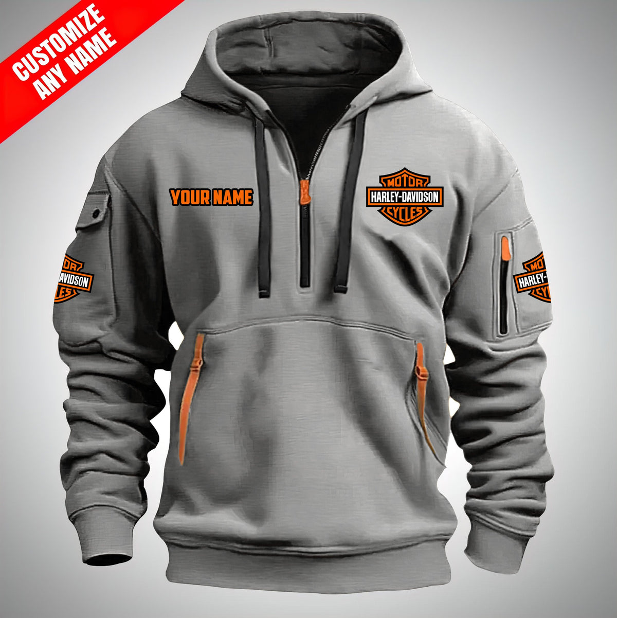 HD Custom Print Quarter Zip Unisex Hoodie