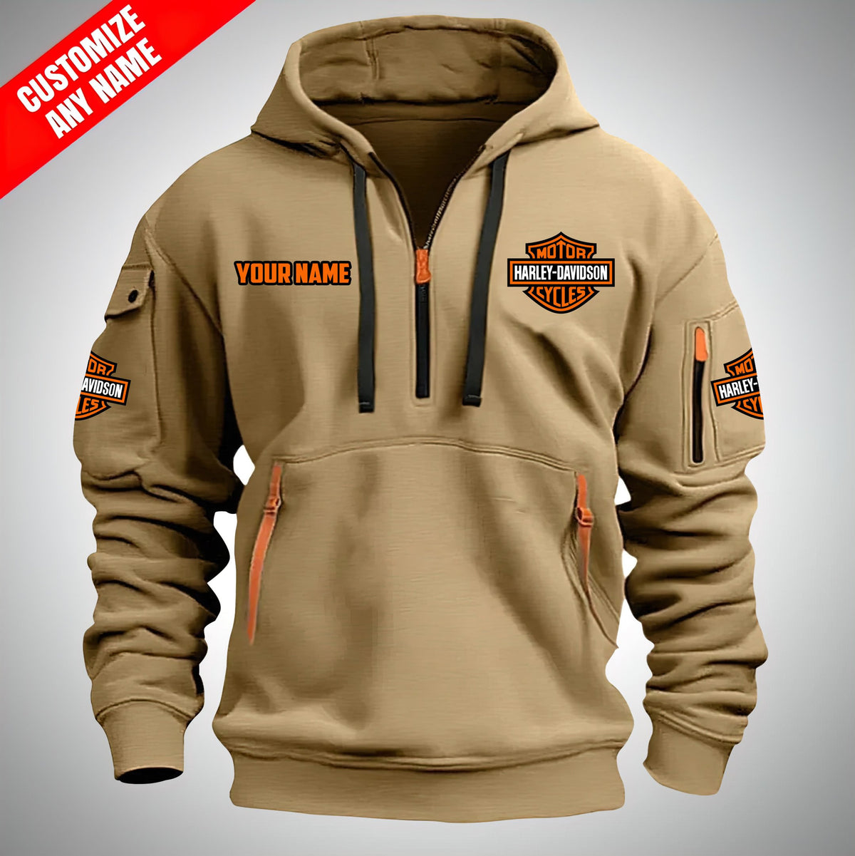 HD Custom Print Quarter Zip Unisex Hoodie