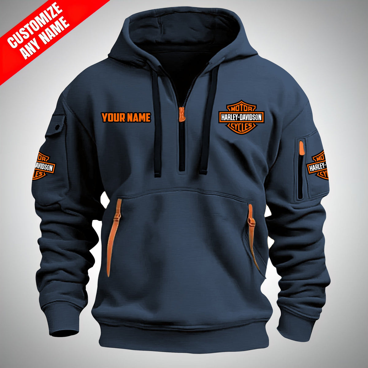 HD Custom Print Quarter Zip Unisex Hoodie