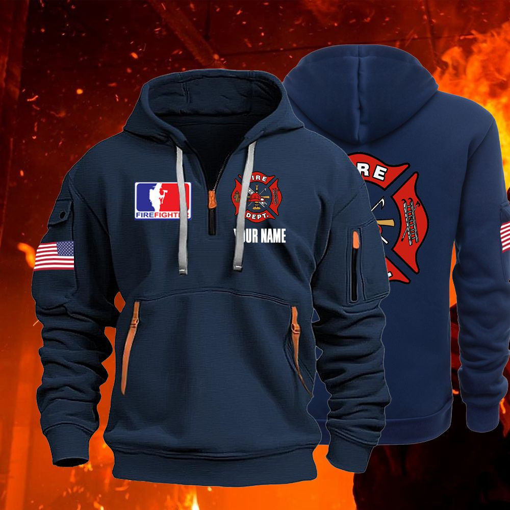 Fire Fighter Quarter Zip Unisex Hoodie