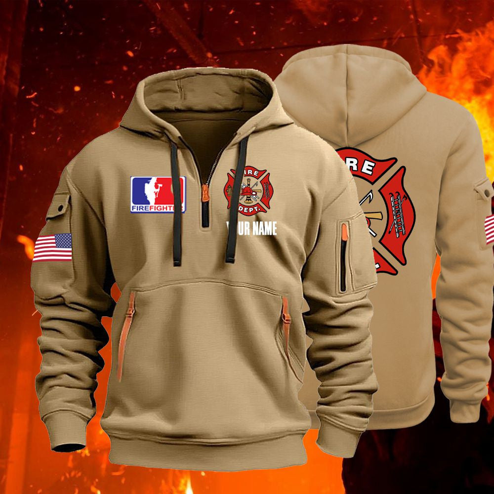 Fire Fighter Quarter Zip Unisex Hoodie