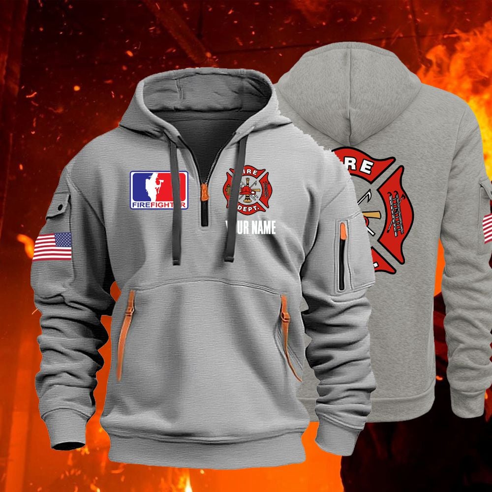 Fire Fighter Quarter Zip Unisex Hoodie