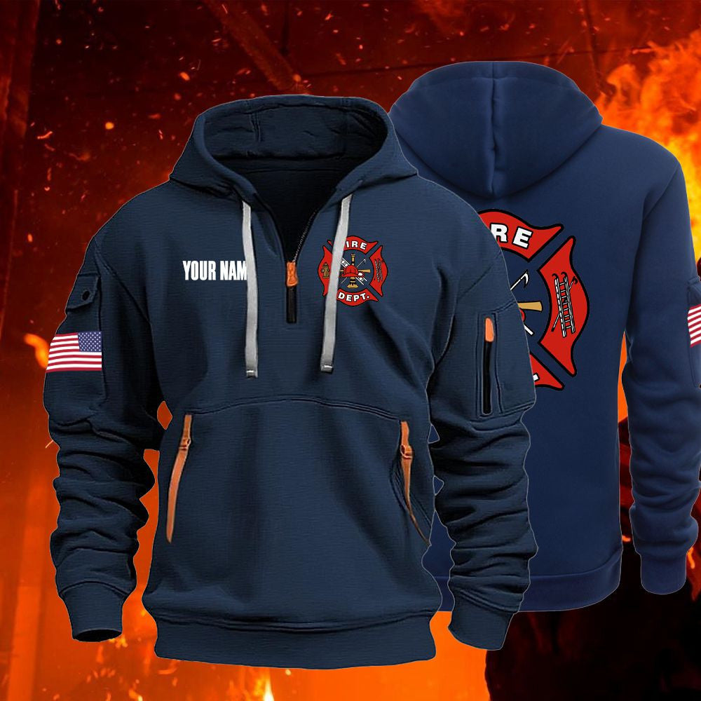 Fire Fighter Quarter Zip Unisex Hoodie