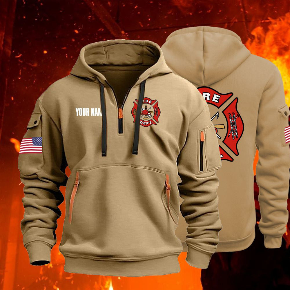 Fire Fighter Quarter Zip Unisex Hoodie