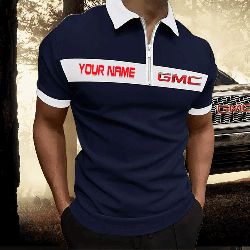 GMC Zipper Polo Shirt Custom Name