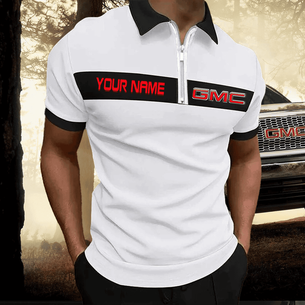 GMC Zipper Polo Shirt Custom Name