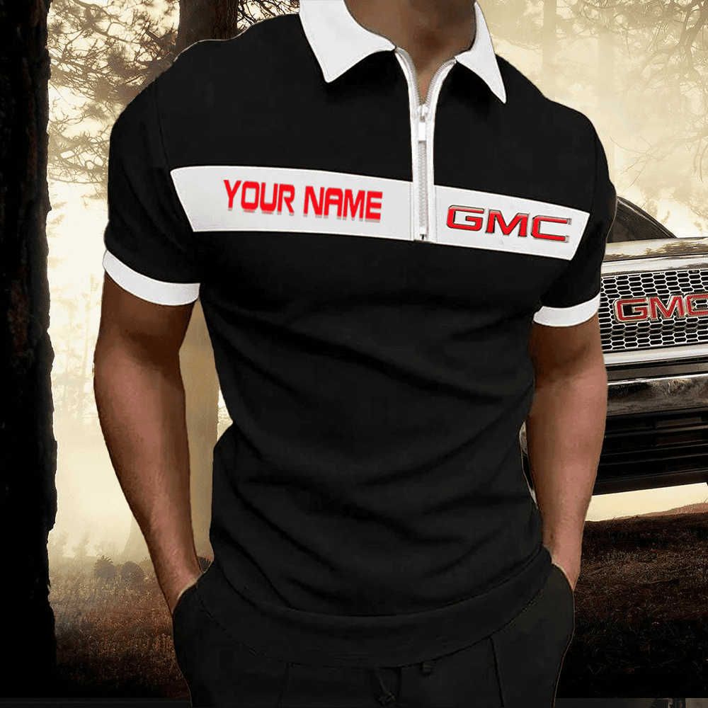 GMC Zipper Polo Shirt Custom Name