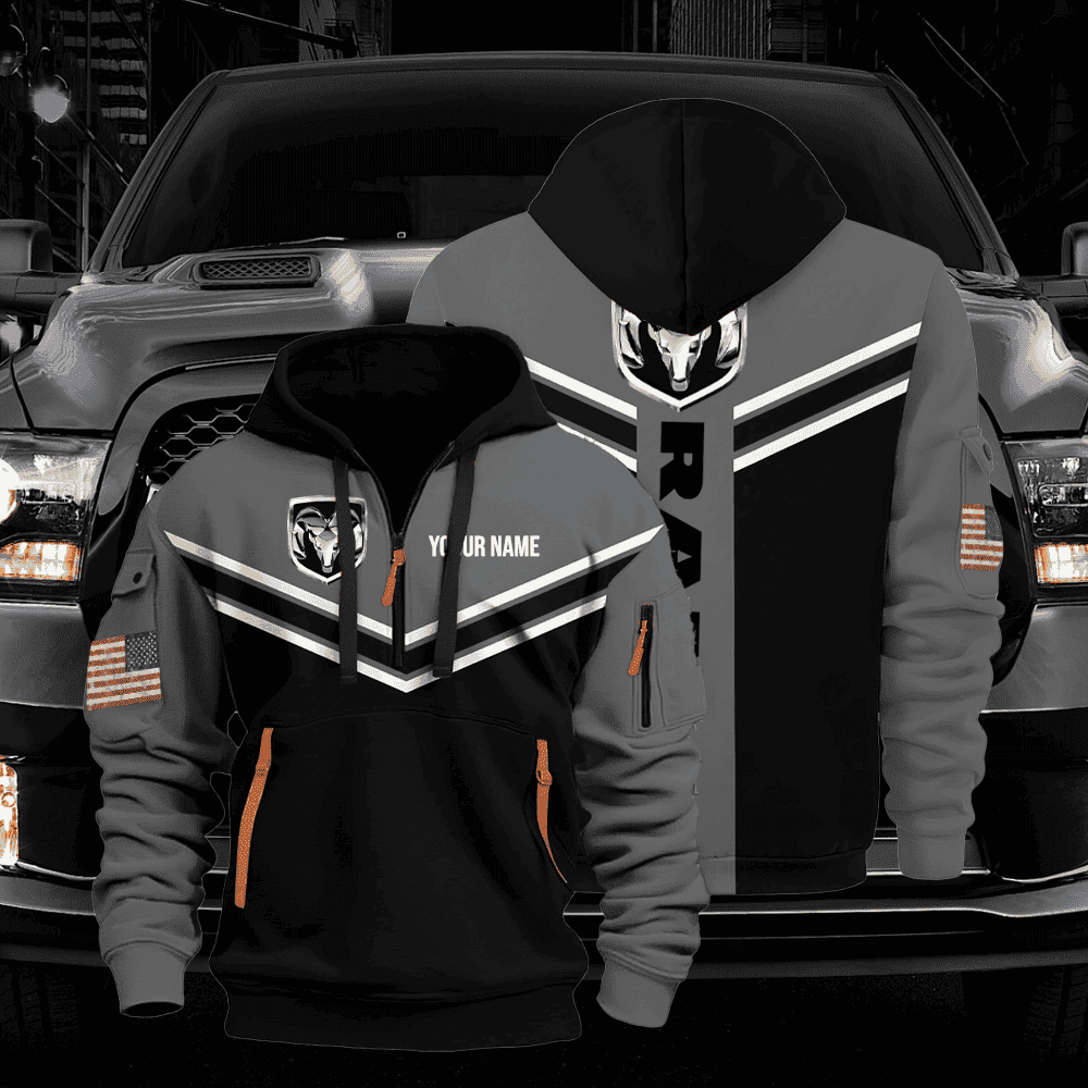RAM custom print name quarter zipper jacket