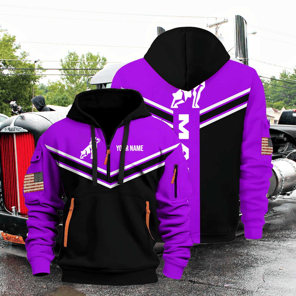 MA custom print name quarter zipper jacket