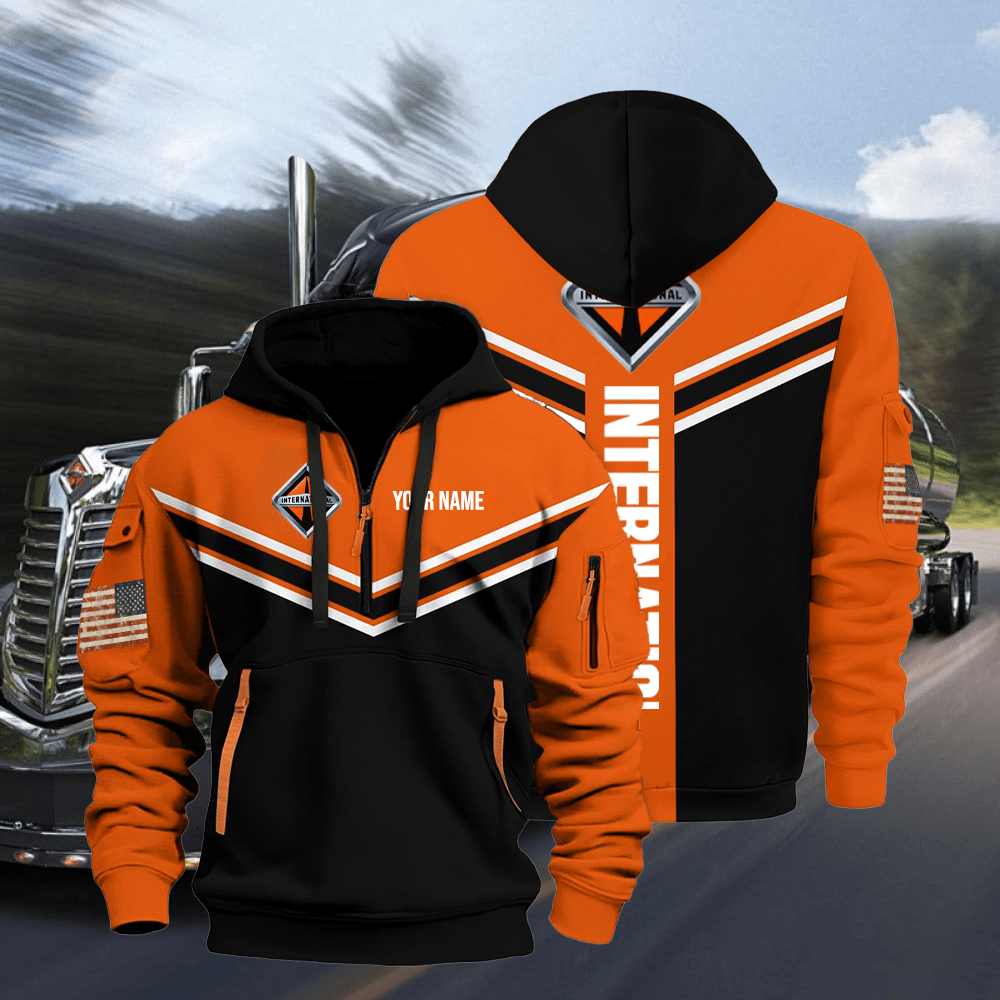 IN custom print name quarter zipper jacket