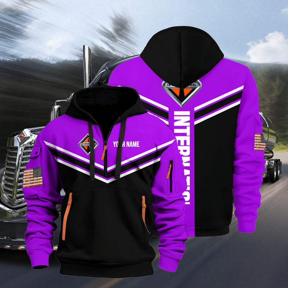 IN custom print name quarter zipper jacket