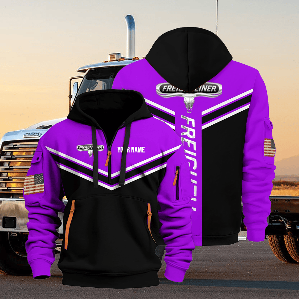 FR custom print name quarter zipper jacket