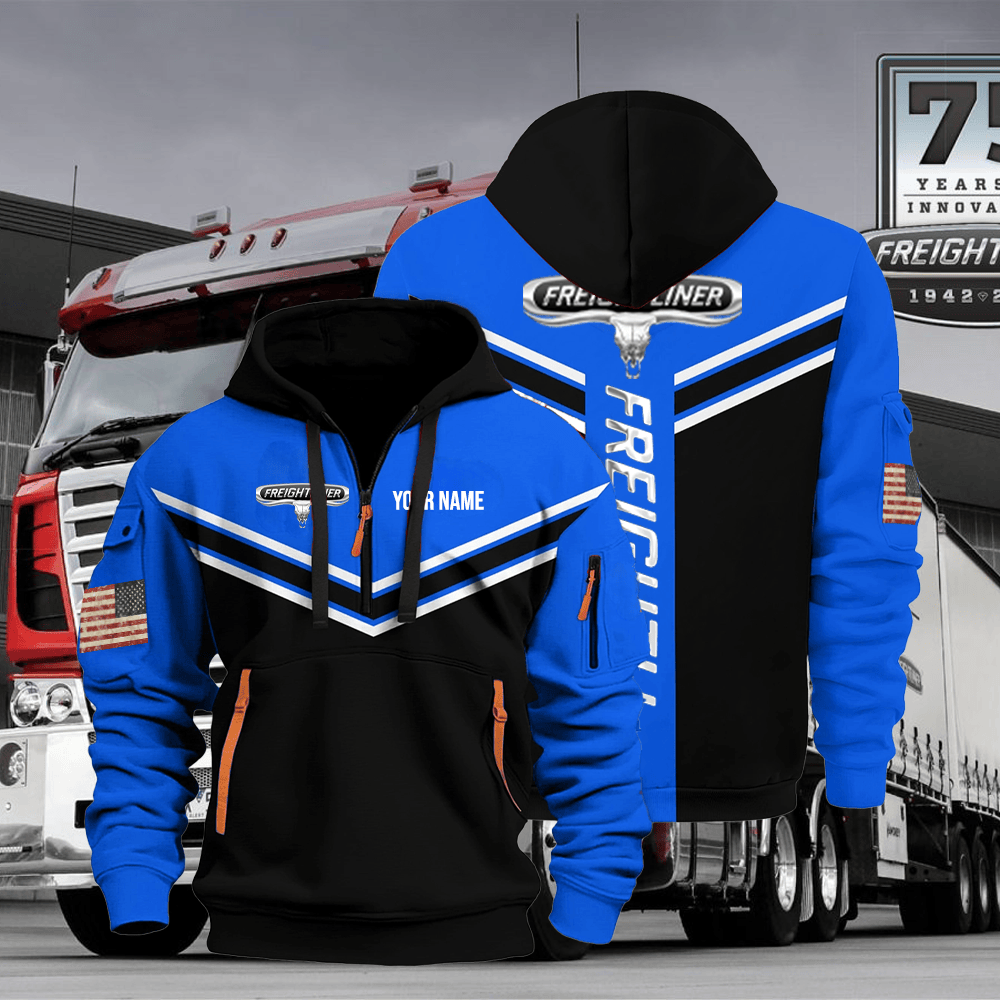 FR custom print name quarter zipper jacket