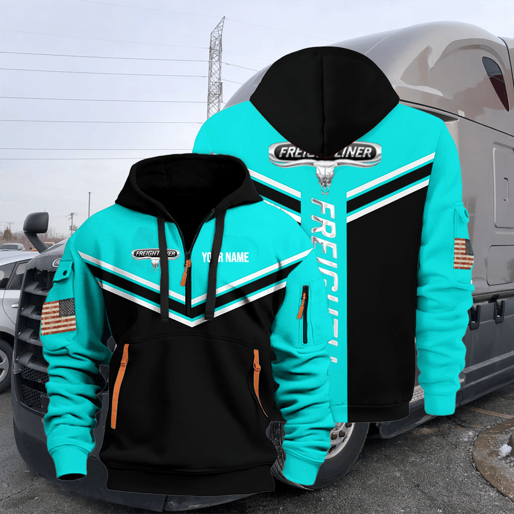 FR custom print name quarter zipper jacket