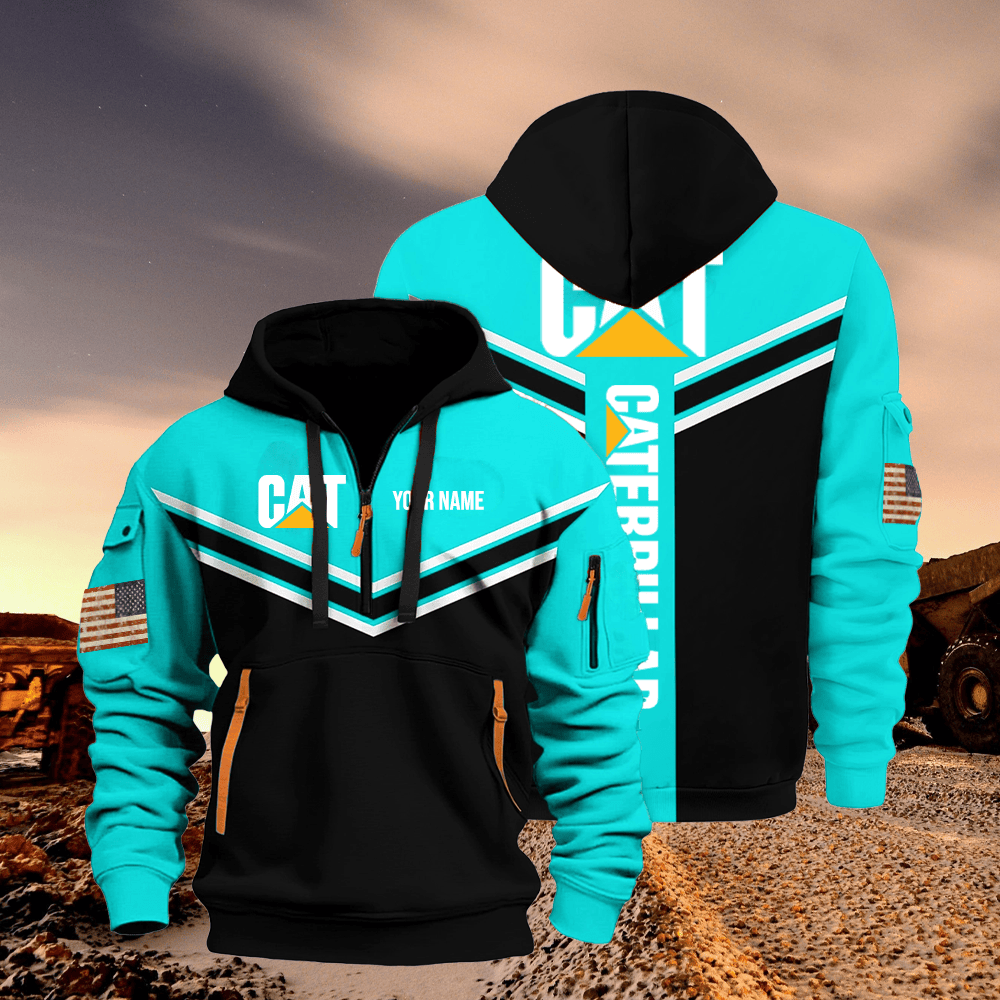 CAT custom print name quarter zipper jacket