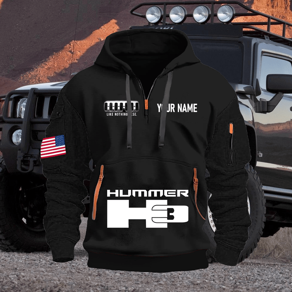 HM3 Custom Name Quarter Zipper Hoodie