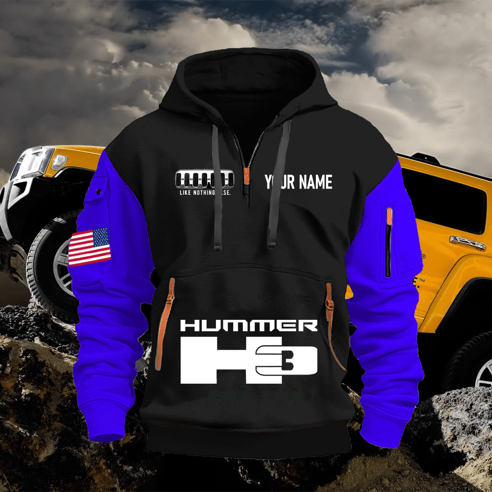 HM3 Custom Name Quarter Zipper Hoodie