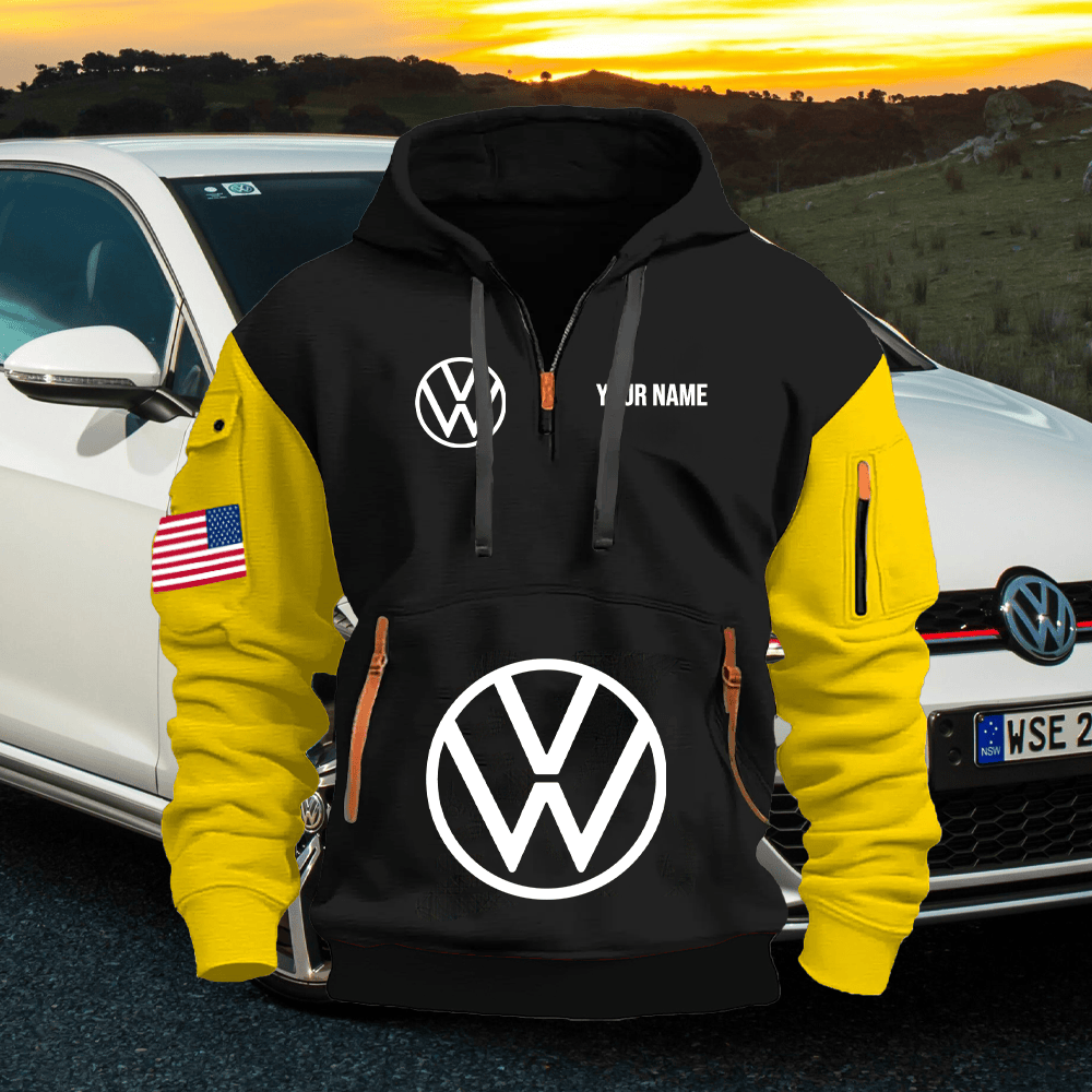 VW Custom Print Name Quarter Zipper Hoodie