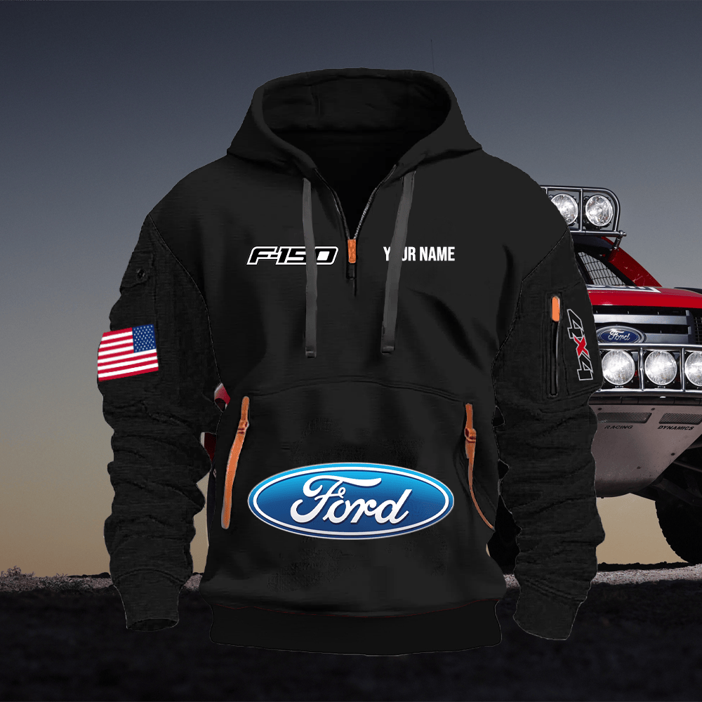 FD1 Custom Print Name Quarter Zipper Hoodie