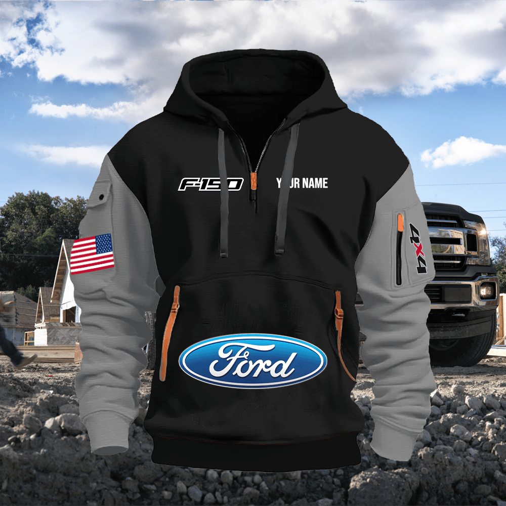 FD1 Custom Print Name Quarter Zipper Hoodie