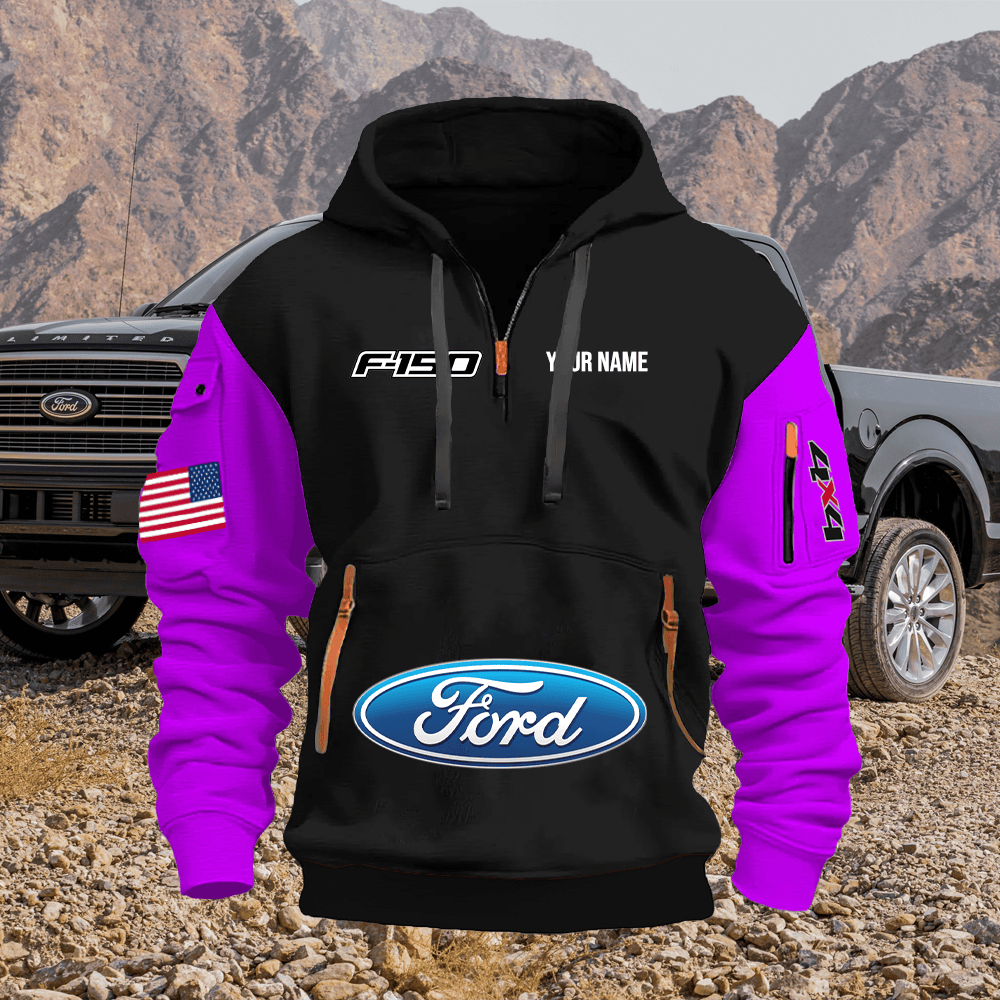 FD1 Custom Print Name Quarter Zipper Hoodie