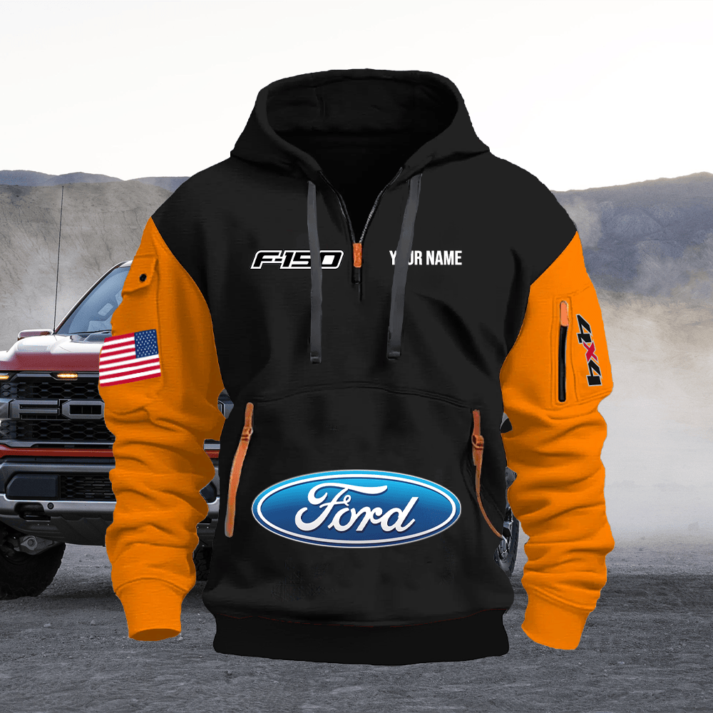 FD1 Custom Print Name Quarter Zipper Hoodie