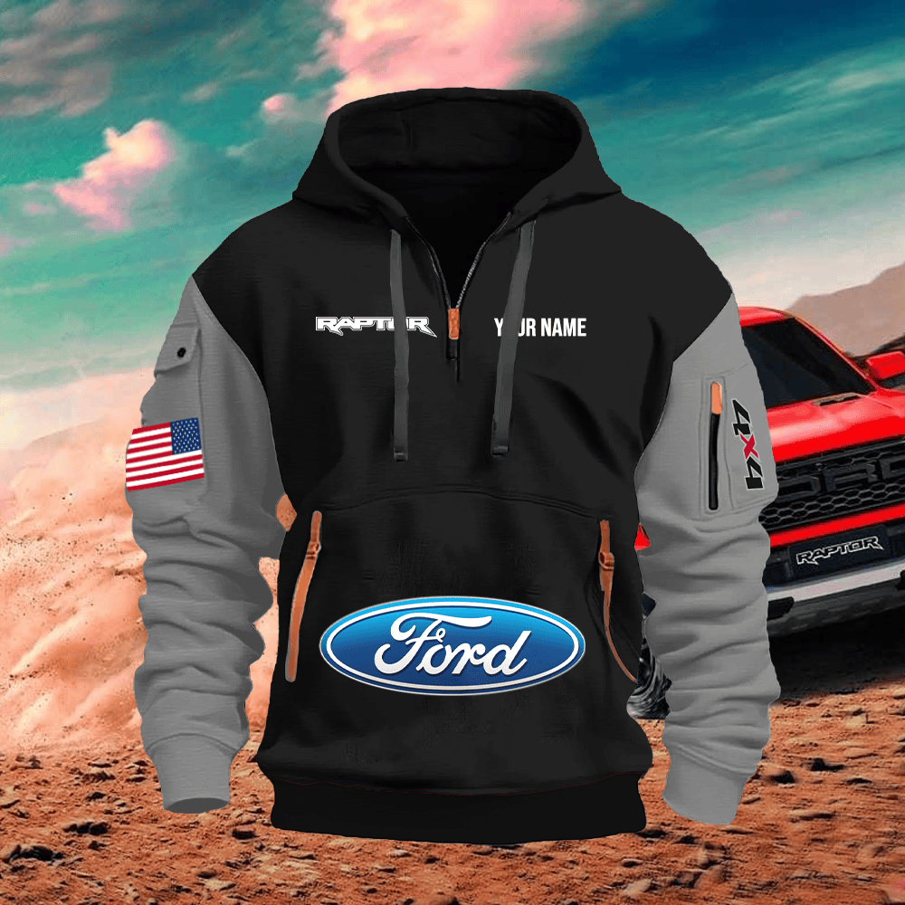 RT Custom Print Name Quarter Zipper Hoodie