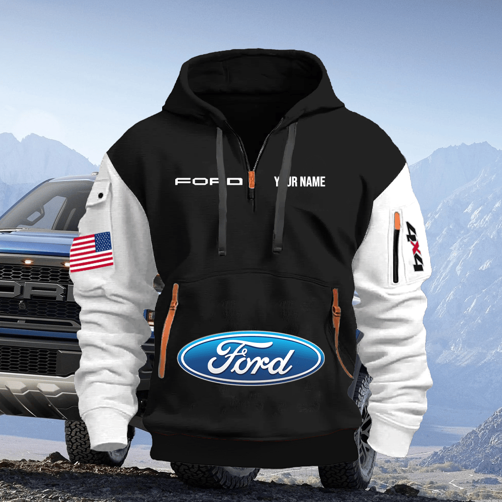 FD Custom Print Name Quarter Zipper Hoodie