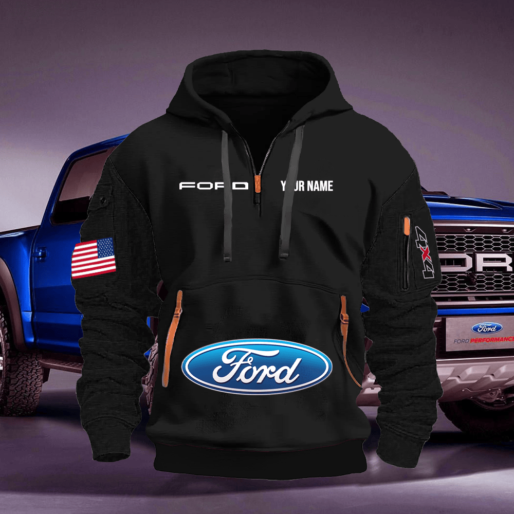 FD Custom Print Name Quarter Zipper Hoodie