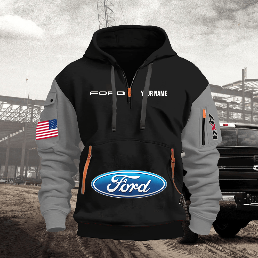 FD Custom Print Name Quarter Zipper Hoodie