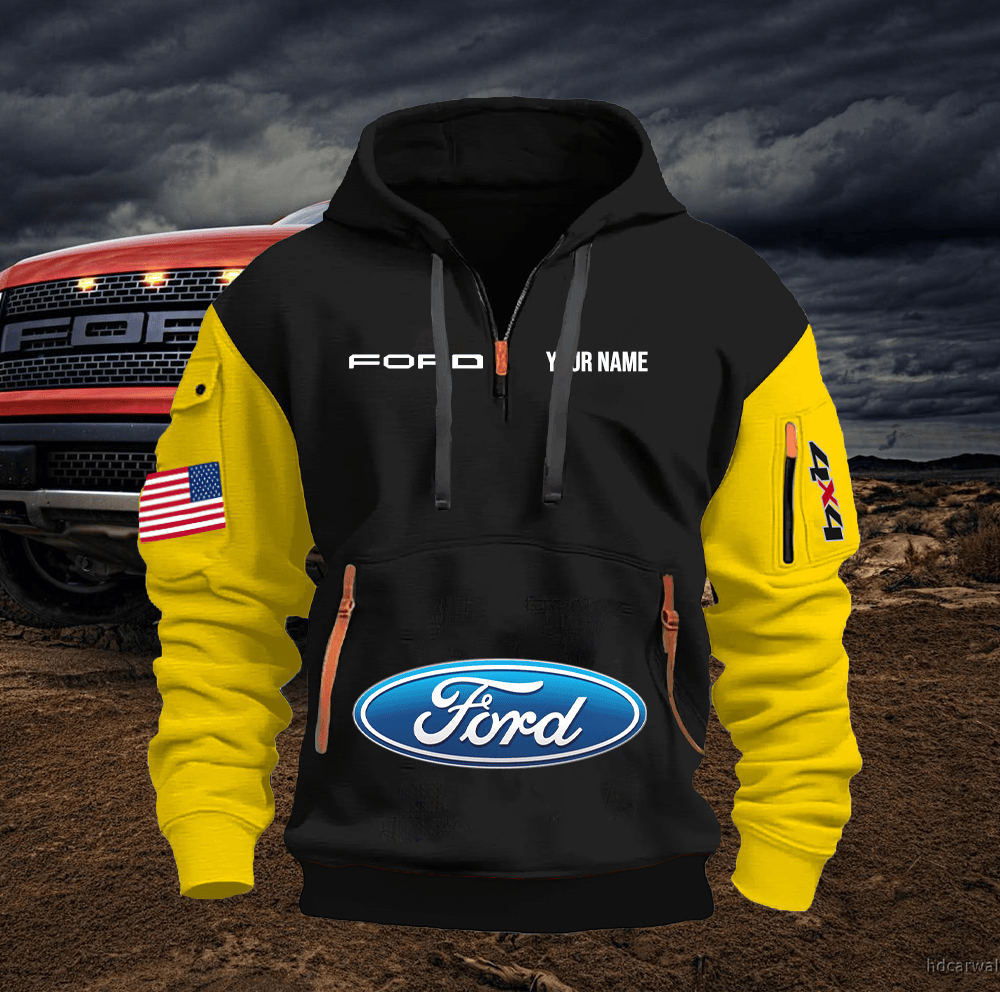 FD Custom Print Name Quarter Zipper Hoodie