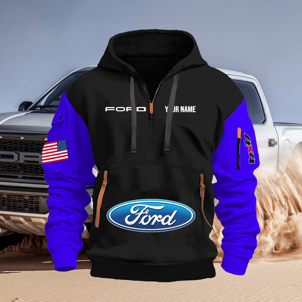 FD Custom Print Name Quarter Zipper Hoodie