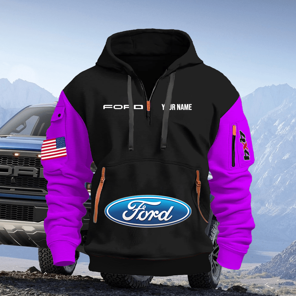 FD Custom Print Name Quarter Zipper Hoodie