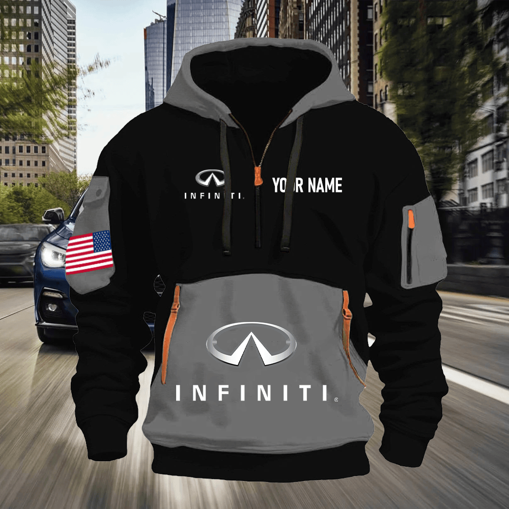 IF Print Name Quarter Zipper Hoodie
