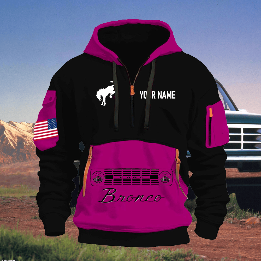 BR Print Name Quarter Zipper Hoodie