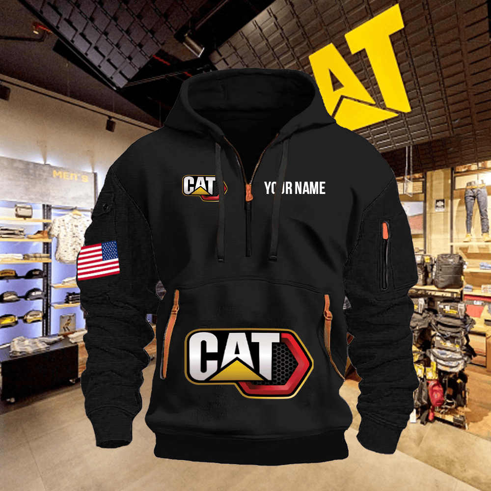 CAT Print Name Quarter Zipper Hoodie