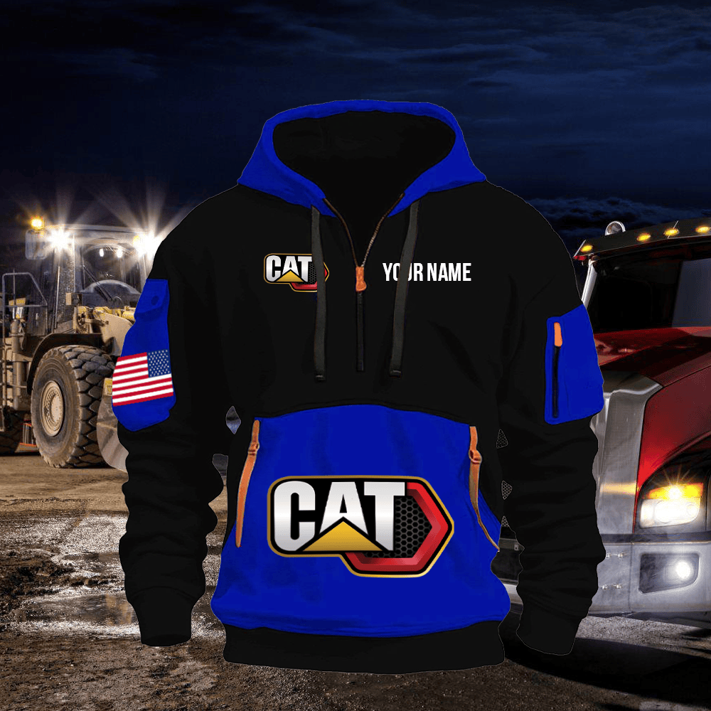 CAT Print Name Quarter Zipper Hoodie