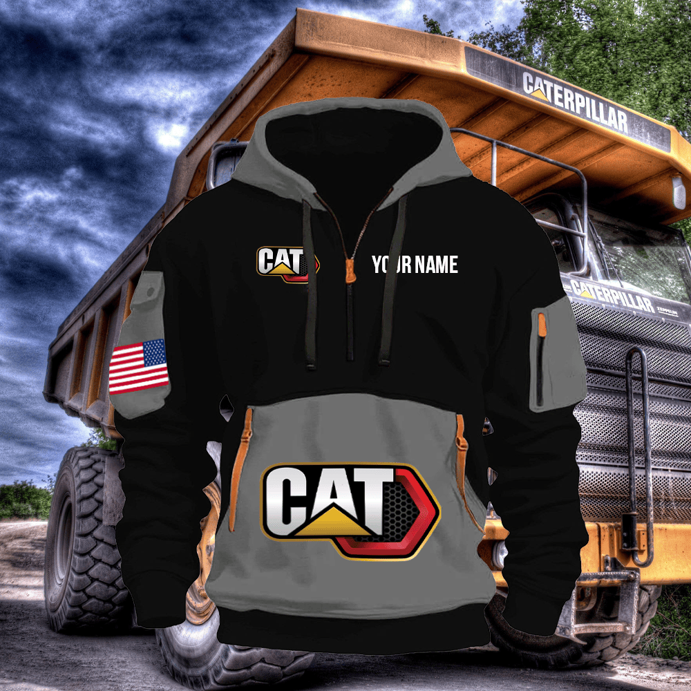 CAT Print Name Quarter Zipper Hoodie