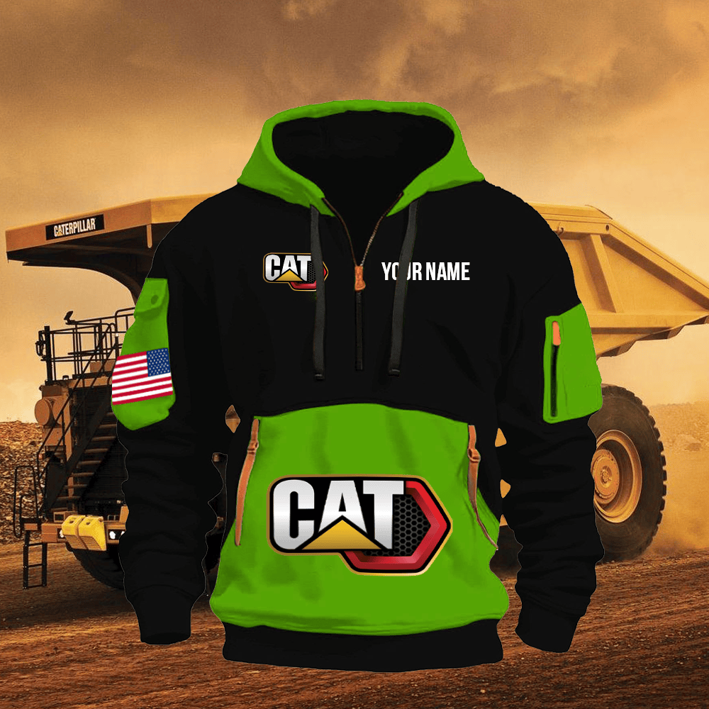 CAT Print Name Quarter Zipper Hoodie