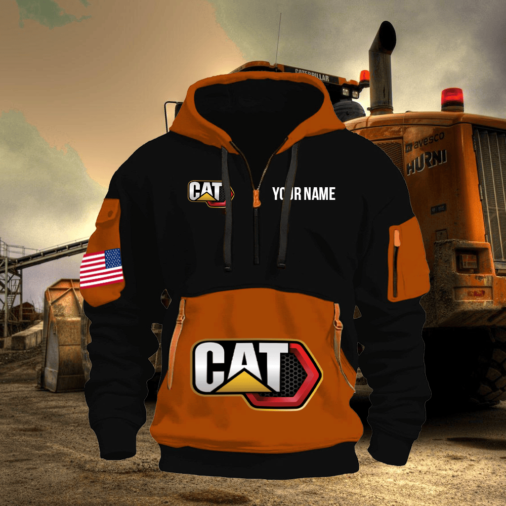 CAT Print Name Quarter Zipper Hoodie