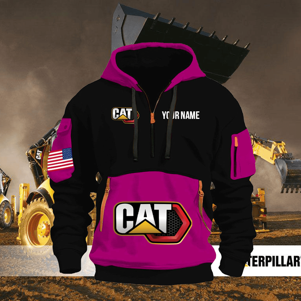 CAT Print Name Quarter Zipper Hoodie