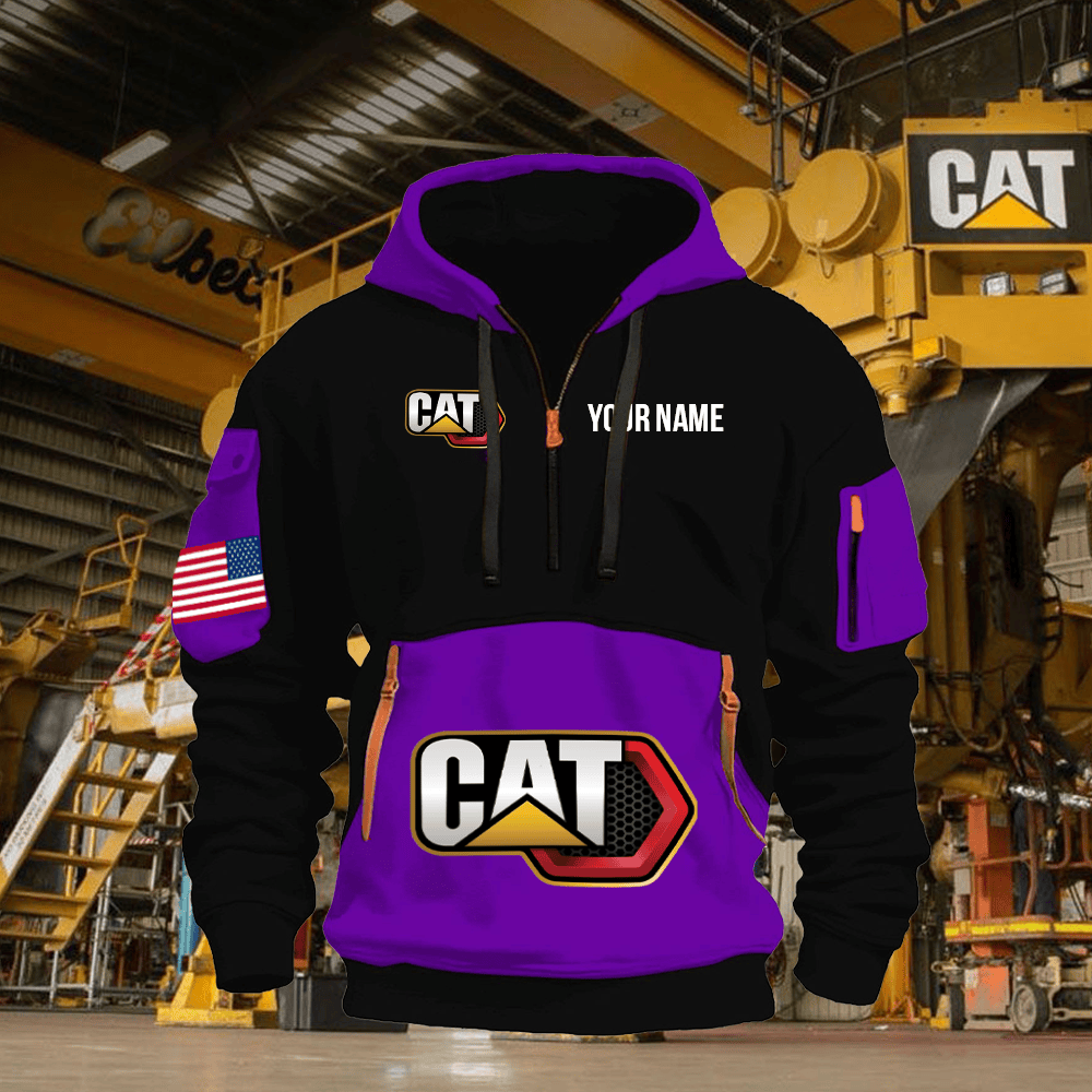 CAT Print Name Quarter Zipper Hoodie