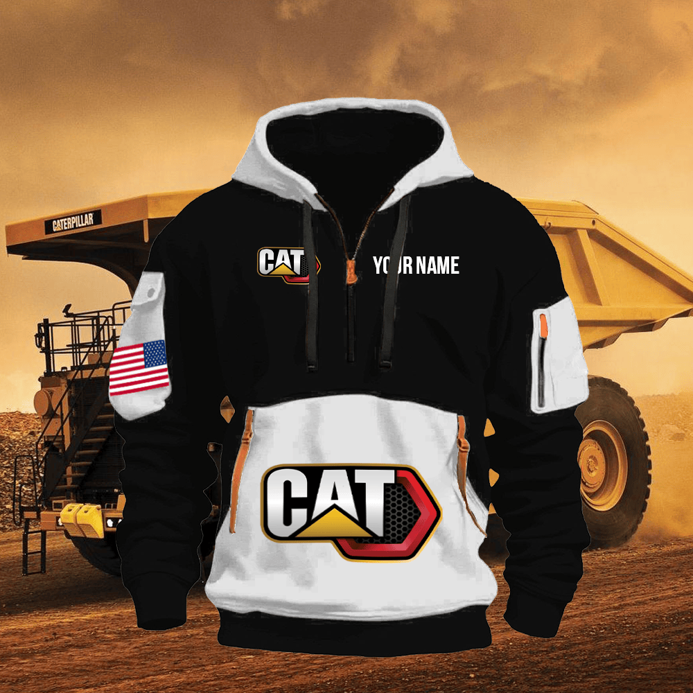 CAT Print Name Quarter Zipper Hoodie