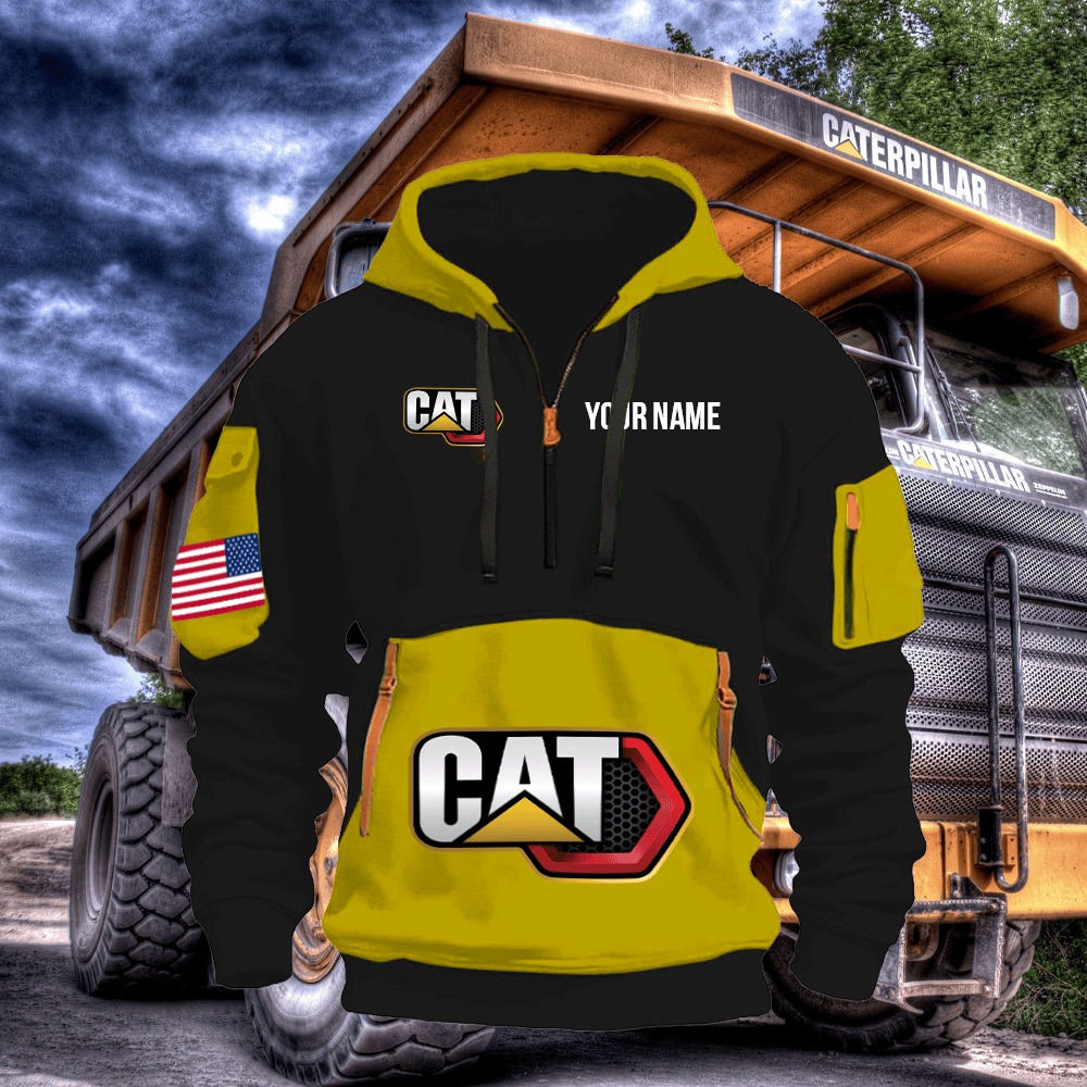 CAT Print Name Quarter Zipper Hoodie
