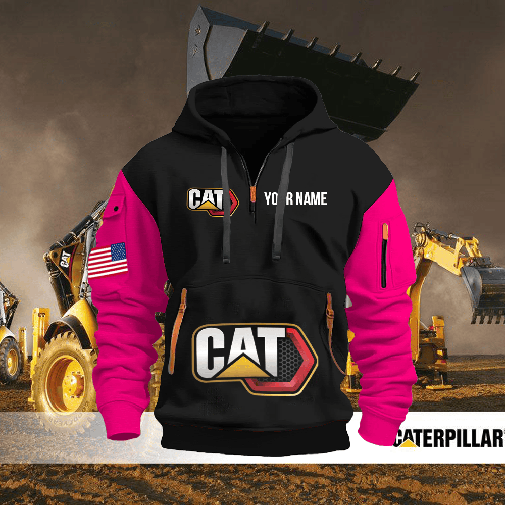 CAT Custom Print Name Quarter Zipper Hoodie