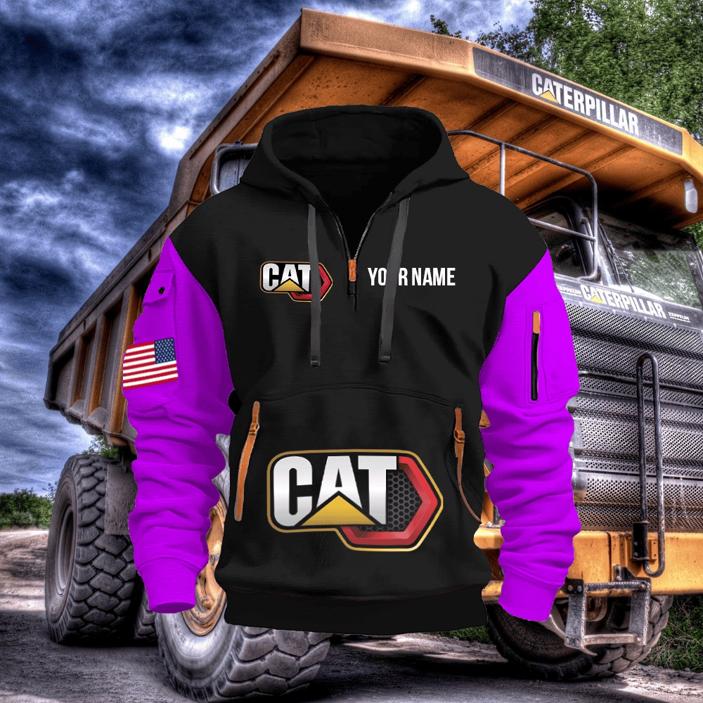 CAT Custom Print Name Quarter Zipper Hoodie
