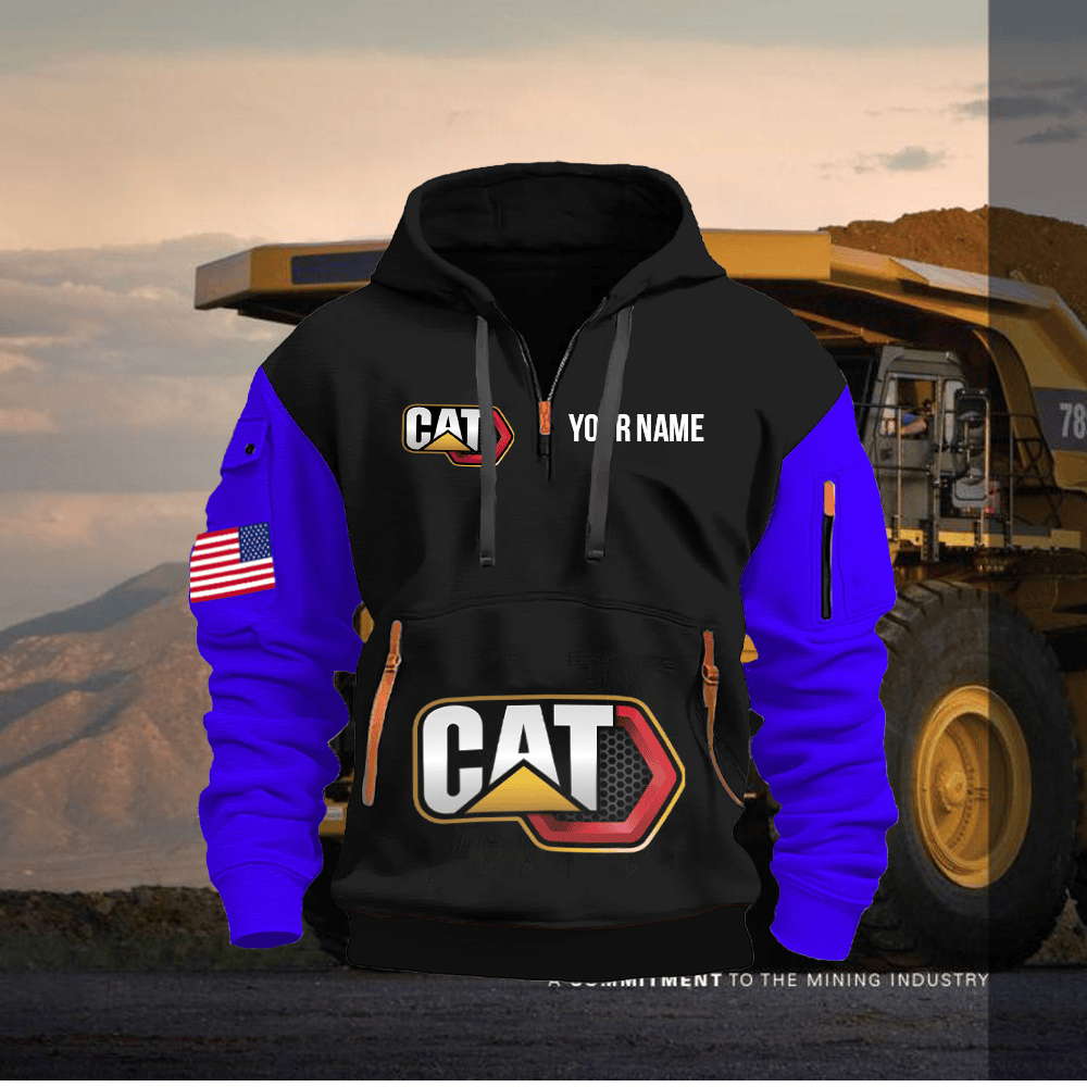 CAT Custom Print Name Quarter Zipper Hoodie