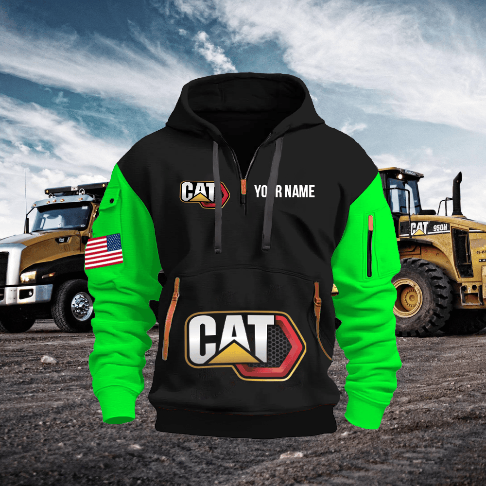 CAT Custom Print Name Quarter Zipper Hoodie