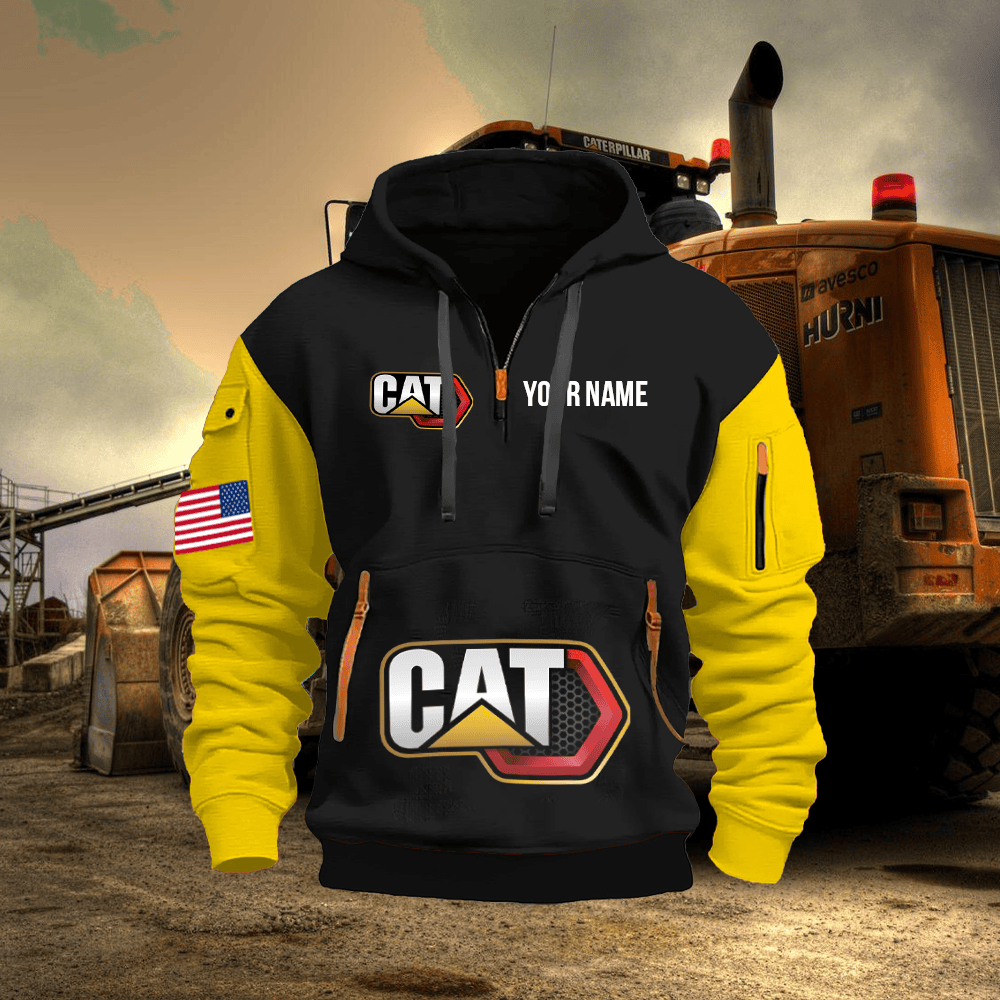 CAT Custom Print Name Quarter Zipper Hoodie