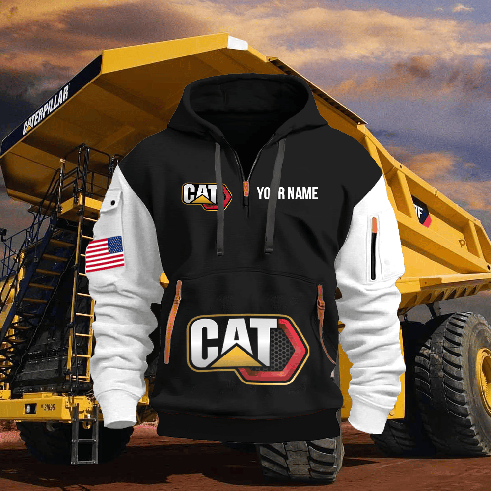 CAT Custom Print Name Quarter Zipper Hoodie